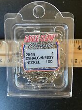 100 Eagle Claw #254N Fishing Hooks Size # 4 O'Shaughnessy Treble replace Trout picture