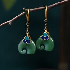 1pair Retro Natural Jade  elephant Earrings for Women  picture