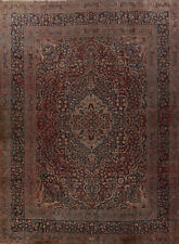 Pre-1900 Antique Vegetable Dye Mashaad Signed Traditional Handmade Rug 10x13 picture