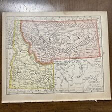 Rand, McNally & Co Antique 1904 Map Of Montana & Idaho 7x6 picture