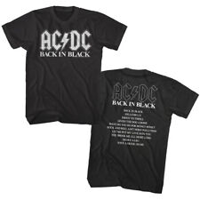 ACDC Back in Black Song List Men's T shirt Rock Band Tee Music Merch Top picture
