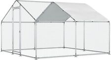 Large Chicken Coop Walk-In Chicken Run Metal Poultry Cage House w/Cover Outdoor picture