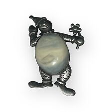 VTG JJ JONETTE Pewter Color Silver - Clown with Jelly Belly Stone White - RARE picture