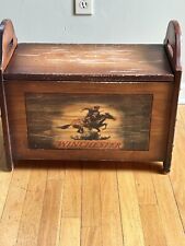 Vintage Edition  Wooden Winchester Trunk With  A Western Horse On The  Front 21” picture