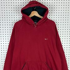 Y2K Nike Size XL Hoodie Sweatshirt Mini Swoosh Vintage Red Maroon Streetwear 90s picture