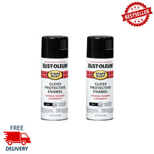 Rust-Oleum Stops Rust 12 oz. Protective Enamel Gloss Black Spray Paint, 2 Pack picture