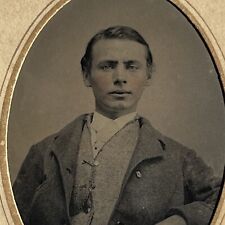 Antique Tintype Photograph Handsome Distinguished Young Man Philadelphia PA picture