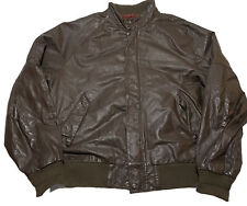 Vintage Baracuta G9 Brown Leather Zip Up Lined Bomber Jacket Mens L R3 picture