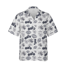 [SALE]harley davison hawaiian shirt, button down shirt vintage light grey picture