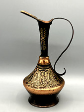 Vintage Copper Hand Crafted and Etched Elaborate Pattern Pitcher Middle Eastern picture