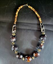 Vintage Hand Carved Large Wooden Beaded Necklace 23.5