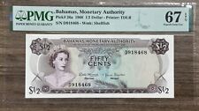 Bahamas, 1/2 Dollar 1968 Pick 26a PMG 67 EPQ Gem Uncirculated (Fifty Cents) picture