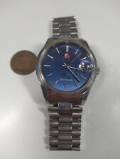 Working Mens Rado Silver Gazelle Automatic Watch Blue Dial picture