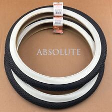 PAIR OF WHITEWALL BICYCLE GENUINE DURO SEMISLICK TIRE IN 20 X 2.125 BRICK TREAD picture
