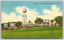 Richmond VA~Country Club Of Virginia & Water Tower~PM 1953~Vintage Linen PC picture