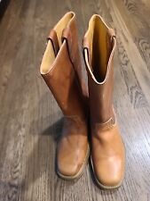 VTG 1970s Acme 8.5 B Campus Tan Leather Boot Western Rodeo Cowboy Ranch 7207 picture