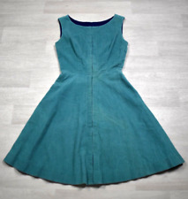 50s Corduroy Midi Dress Sleeveless Teal Metal Zipper True Vintage picture