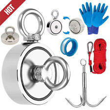 Up to 1500LBS Strong Fishing Magnet Kit Double Sided Pull Force & Rope Carabiner picture