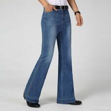 Men's Bell-Bottoms Flared Jeans 60S 70S Large Vintage Wide Leg Pants Blue picture