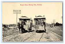 1914 Horse Trolley, Street Cars Strong City Kansas KS Antique Postcard picture