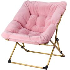 Comfy Saucer Chair Soft Folding Faux Fur Lounge Lazy Chair Flexible Seat Pink picture