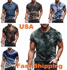 T-Shirt Men Abstract Vintage Graphic Retro Fitness Workout T Shirts Short Sleeve picture
