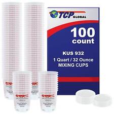 32-Ounce (1 Quart) Paint & Epoxy Mixing Cup Calibrated Ratios - 100 Cups/12 Lids picture