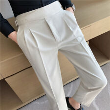 Men's Naples British Style Pleated Trousers Gentleman Slim Straight Casual Pants picture