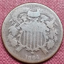 1864 Small Motto Two Cent Piece 2c Circulated #69257 picture