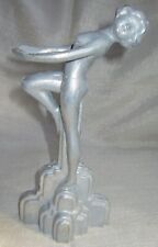Frankart style art deco nymph with her arms out sanded aluminum figurine 9