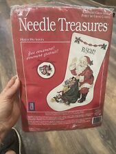 {Cross Stitch} Needle Treasures Christmas STocking Kit Heigh Ho Santa Ornament picture