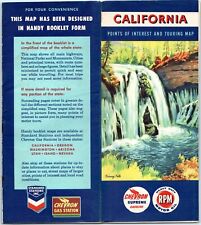 1953 California Chevron Supreme RPM Gasoline Oil Road Map Burney Falls CA Cal 4F picture