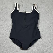 Vintage 90s Sirena II One Piece Swimsuit Womens 16W Black Zip Front Padded Bra picture
