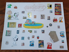Homemade Peanuts Snoopy Sticker Collage 20 x 16 Poster Doghouse Vintage picture
