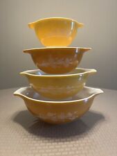 Vintage Pyrex Butterfly Gold Mixing Bowls, original set of 4, 441/442/443/444 picture