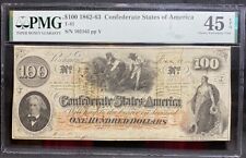 T-41 $100 1862 Confederate States Civil War Money Jackson Mississippi PMG ChXF45 picture