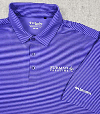 Furman Paladins Polo Shirt Mens 2XL XXL Purple Striped Columbia Golf Stretch picture