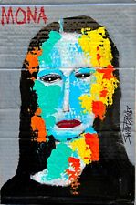 WARHOL'S MONA LISA PAINTING upcycle 12 x 18 original SWARTZMILLER DNA SIGNED ART picture