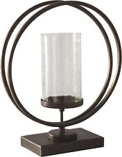 Antique Decorative Metal & Glass Candle Holder, 16.25 Inches, Gold Finish picture