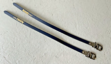 AVOCET MOD. 1 LEATHER TOE STRAPS BLUE W/ GOLD 36 CM STRAP LENGTH SET OF (2) NEW picture
