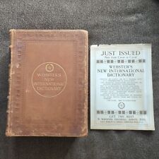 Antique 1909 Webster New International Dictionary- Brown Leather Cover- GREAT  picture