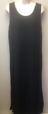 Vintage J Jill Womens 8P Sleeveless Rayon Ruffle Trim Tie Back Black Maxi Dress picture