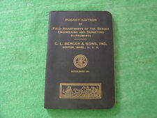 VINTAGE C.L.BERGER & SONS POCKET EDITION FIELD ADJUSTMENTS+SURVEYING BOOK 1948 picture