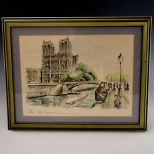 VTG French Impressionist Original Watercolor Painting Signed Janicotte picture