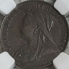 1895 GREAT BRITAIN 1/4 PENNY NGC AU58 BN VELVED HEAD 1/4P picture