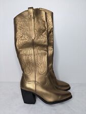NEW GIANI BINI Gold Leather Cowgirl Boots - SIZE 6 picture