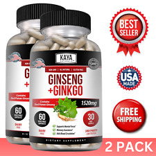 (2 Pack) Ginseng + Ginkgo for Brain Function, Blood  Flow, Anti Inflammatory picture