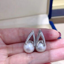 gorgeous 10-11mm south sea round white pearl dangle earring 925s(sp) picture