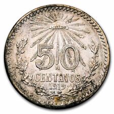 1919 Mexico Silver 50 Centavos Cap & Ray AU/BU (ASW .2331) picture