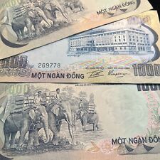 1972 South Vietnam 1000 DONG Banknote Currency Lot Of 3 Consecutive Number Bills picture